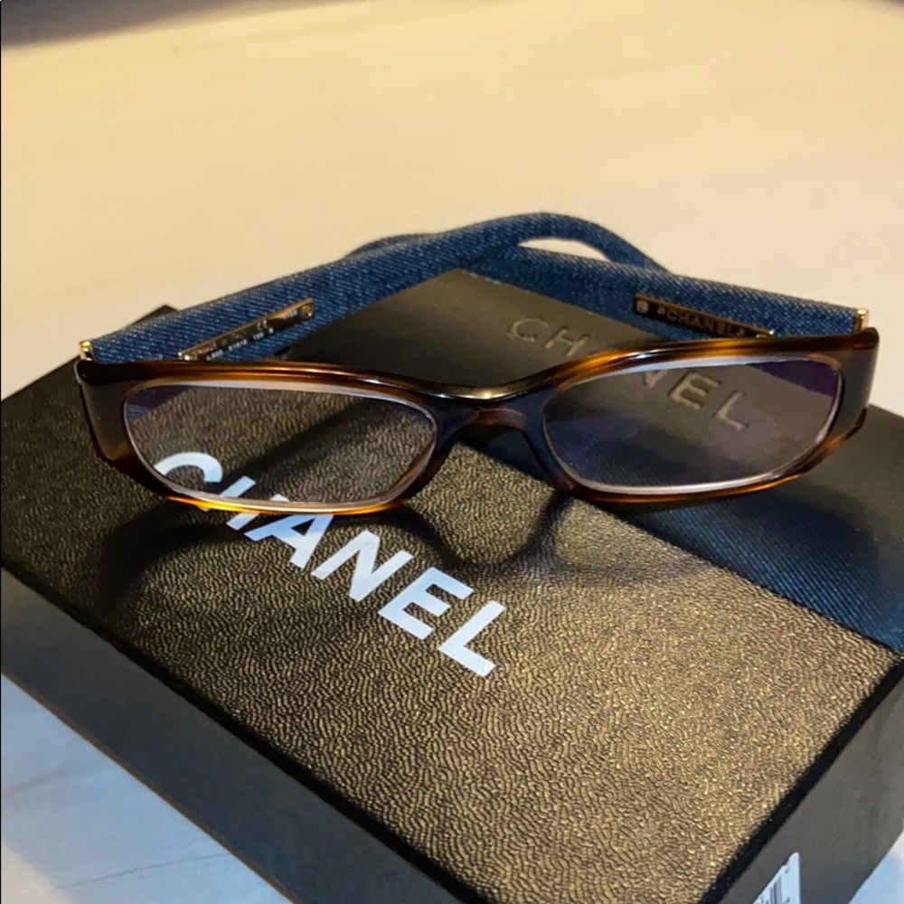 Chanel tortoiseshell & denim glasses
